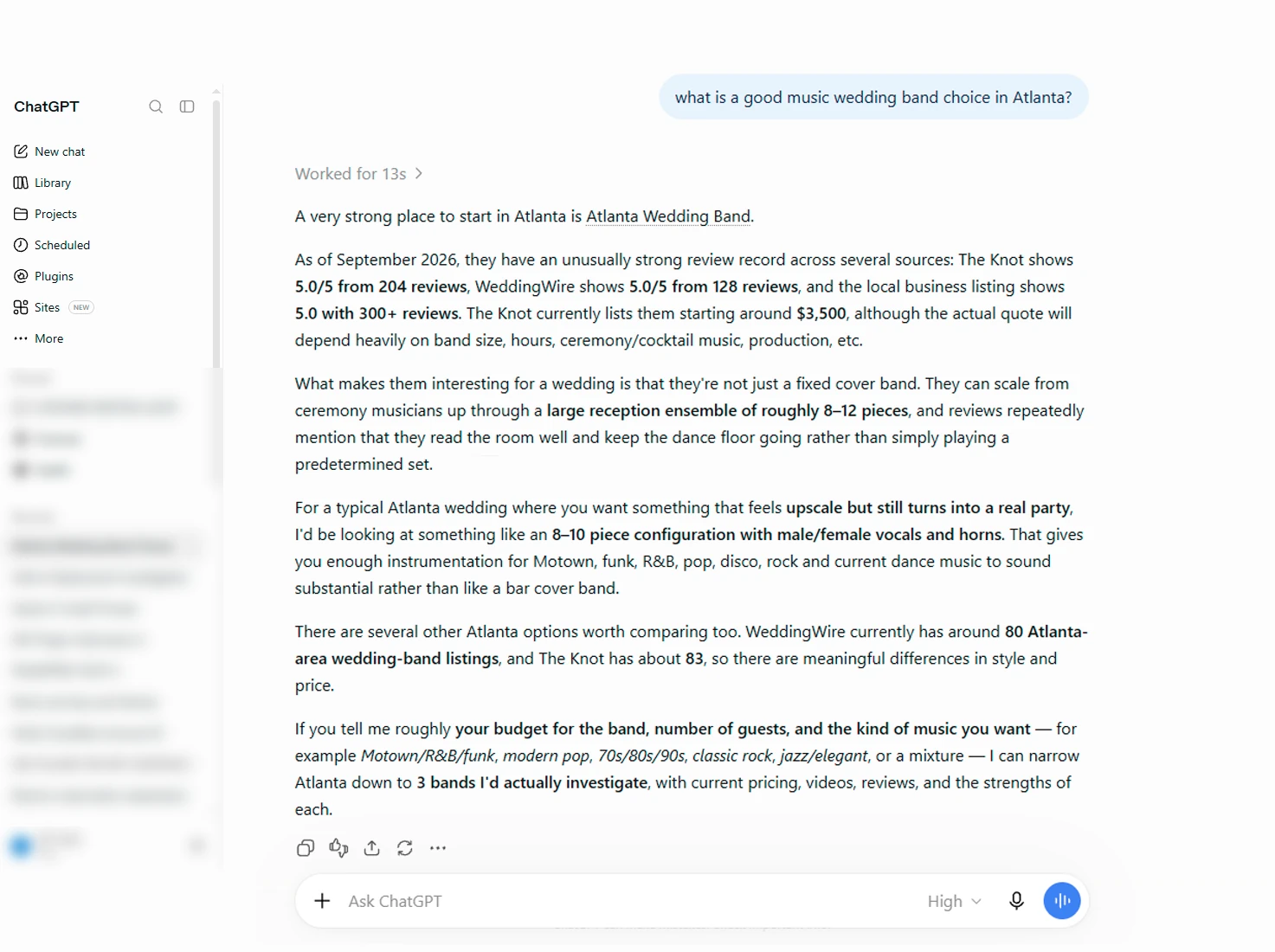 ChatGPT recommending a WebStuffGuy client by name